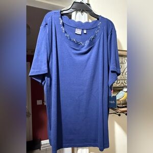 Rafaella Women's Blue Short Sleeve Top